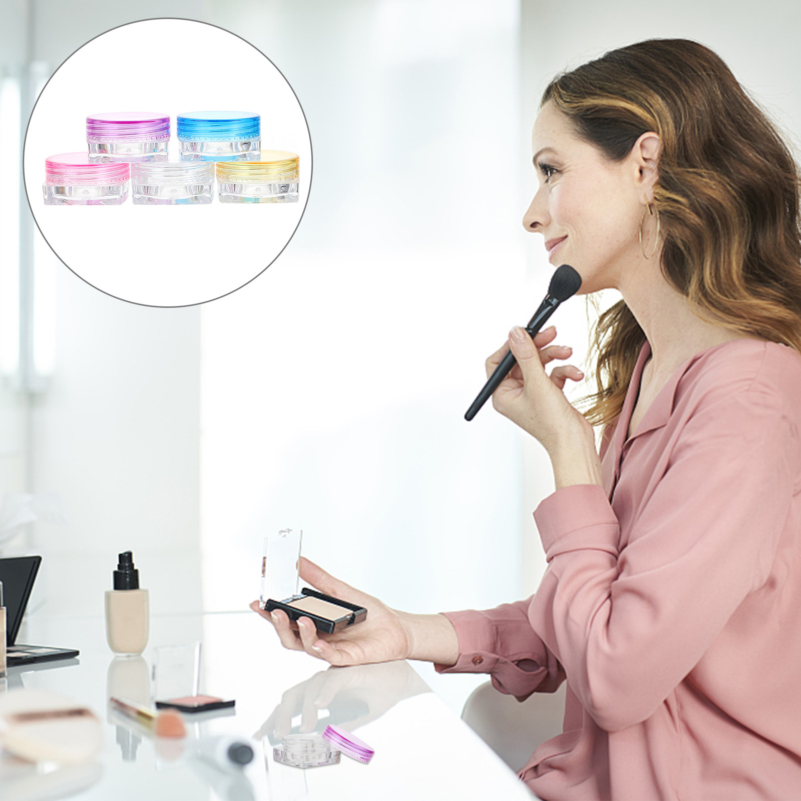 Hair Care - 50 Stück Kosmetik-Aufbewahrungsdosen, kleine transparente leere