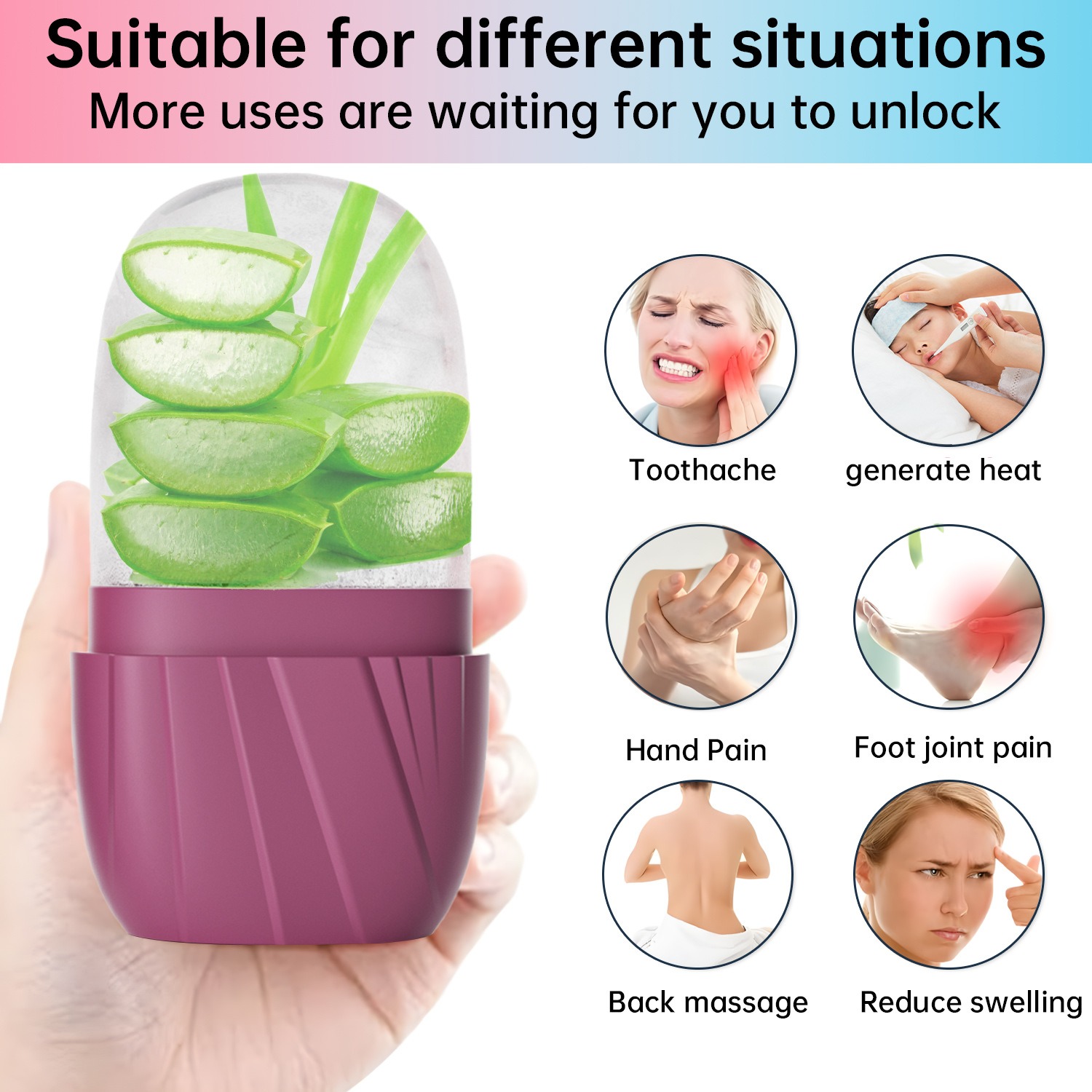 Face Ice Roller Puffiness - Ästhetische gestreifte Gesichts-Eisform, minimalistischer Gesichtsroller, authentisches