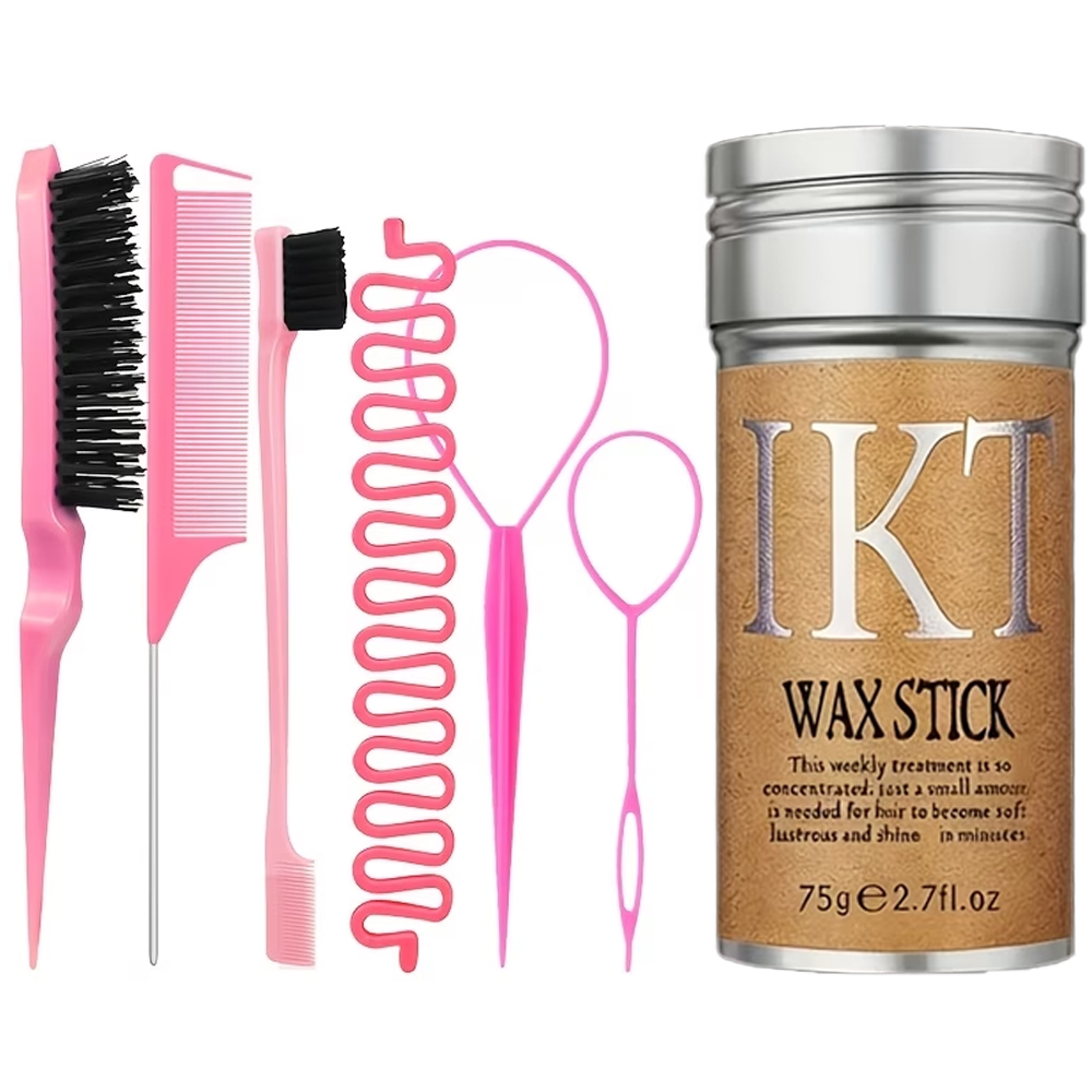 Hair Care - 7-teiliges Haarpflege-Set mit Haarwachs, Kamm, Flechtwerkzeug