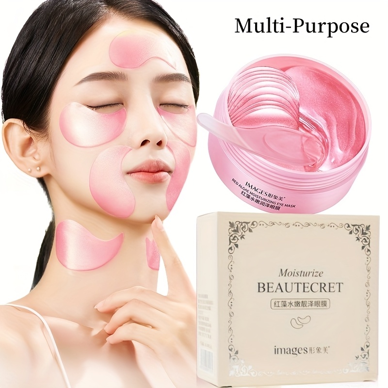 Collagen Under Eye Patches - 60-teilige rote Algen-Augenmasken, Mehrzweck-Augenpflaster, enthalten Rotealgen-Extrakte,