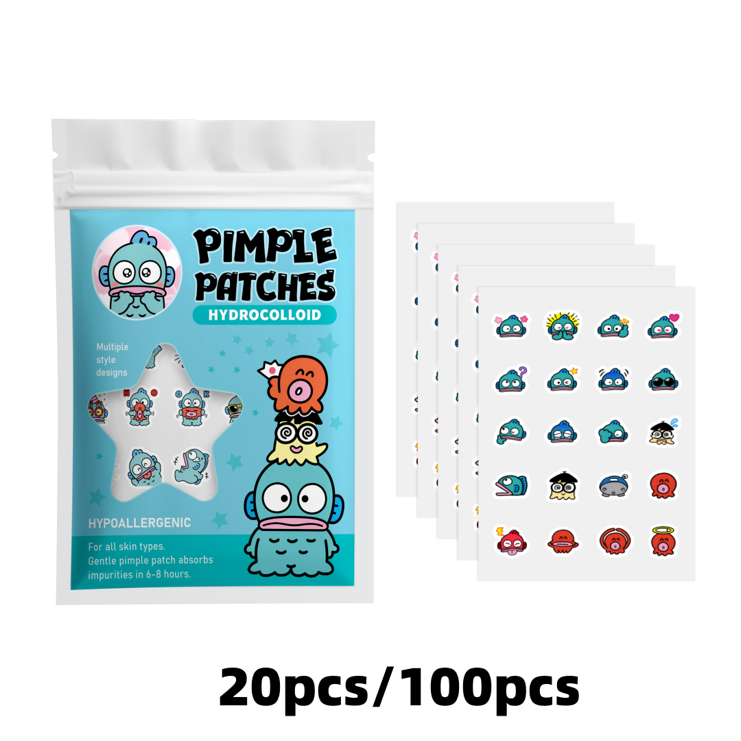 Hydrocolloid Pimple Patch - 100/20 Stück Niedliche Clownfisch-Hydrokolloid-Pickelpflaster, Wasserdichte Hautunreinheiten-Abdeckungen,
