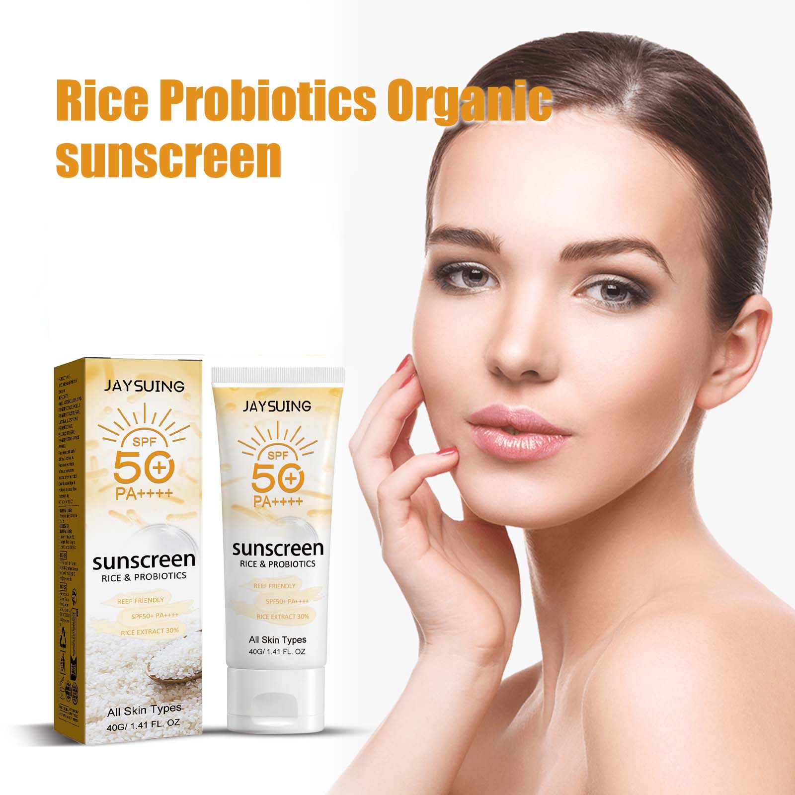 Spf 50 Waterproof Sunscreen - Probiotischer Bio-Reis-Sonnenschutz, verhindert Bräunung, reduziert Risiko,