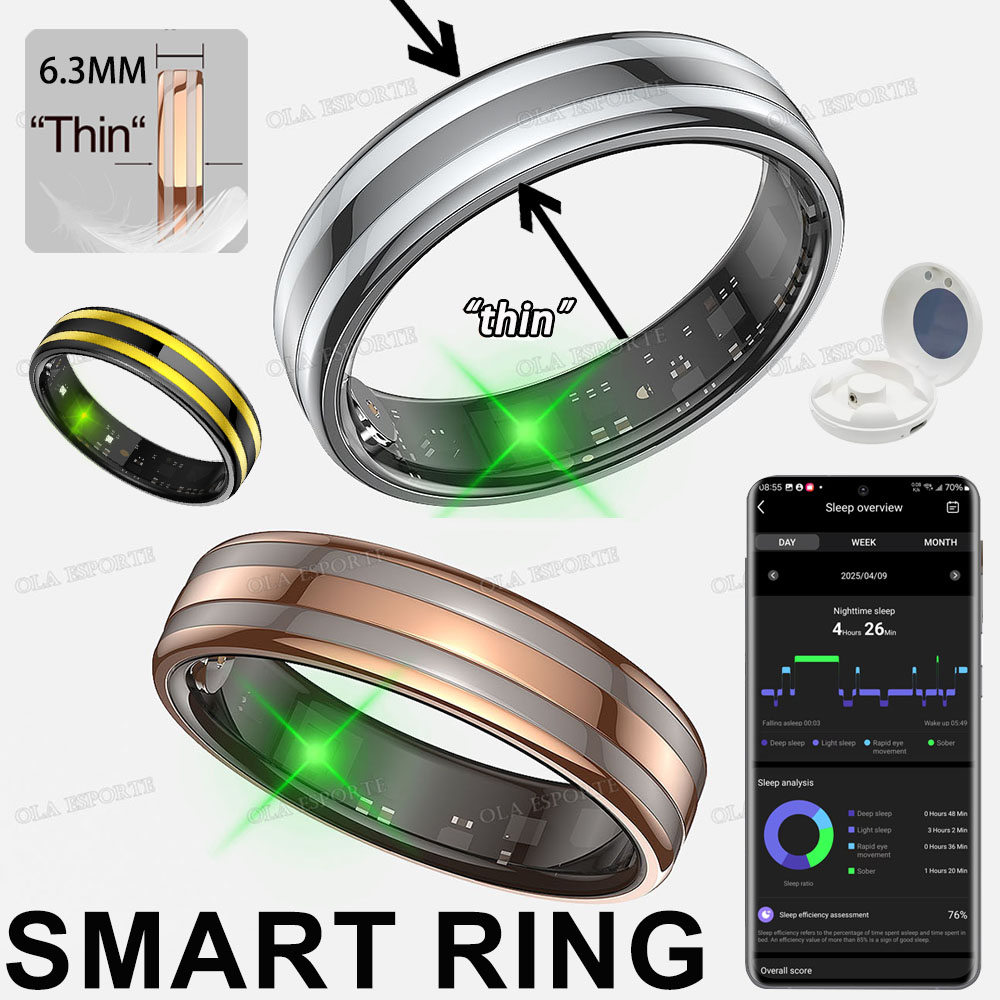 Health Monitors - Neuer Smart Ring Herzfrequenz-Stress-Temperatur-Gesundheitsmonitor Multi-Sport-Modus Wasserdicht