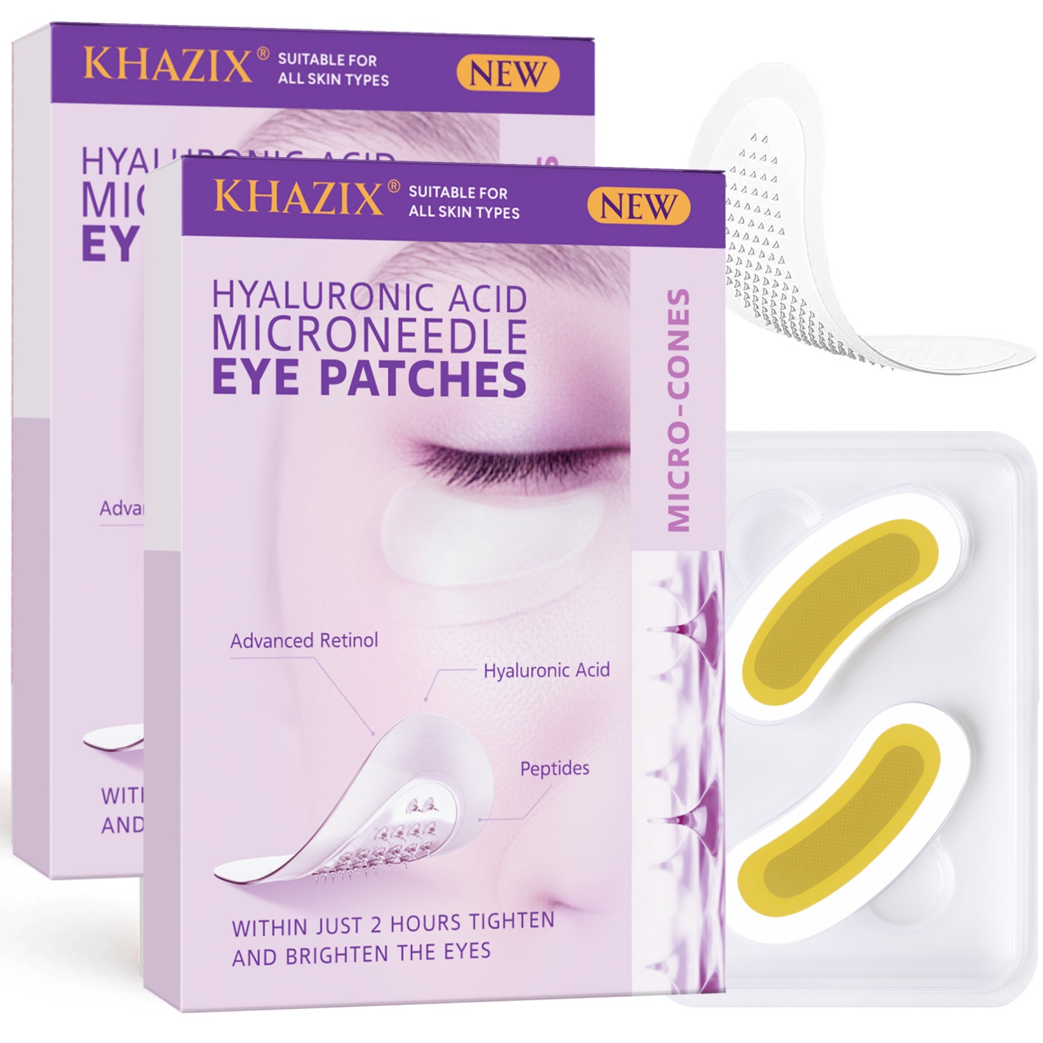 Skincare - Hyaluronsäure-Retinol-Mikronadel-Augenpads, straffende Peptide zur Hautreparatur, für